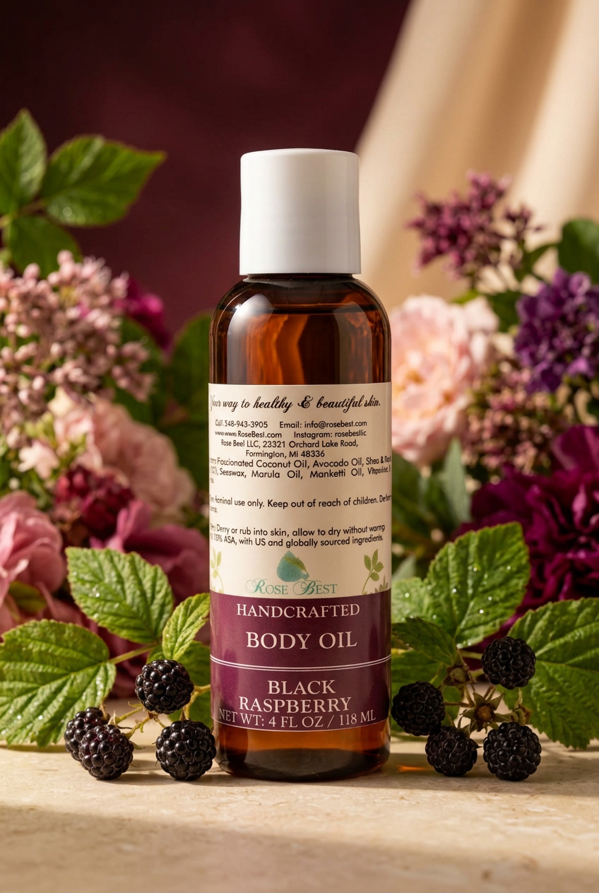 Black Raspberry Body Oil | Fall Collection | Handmade Halal | Rose Best