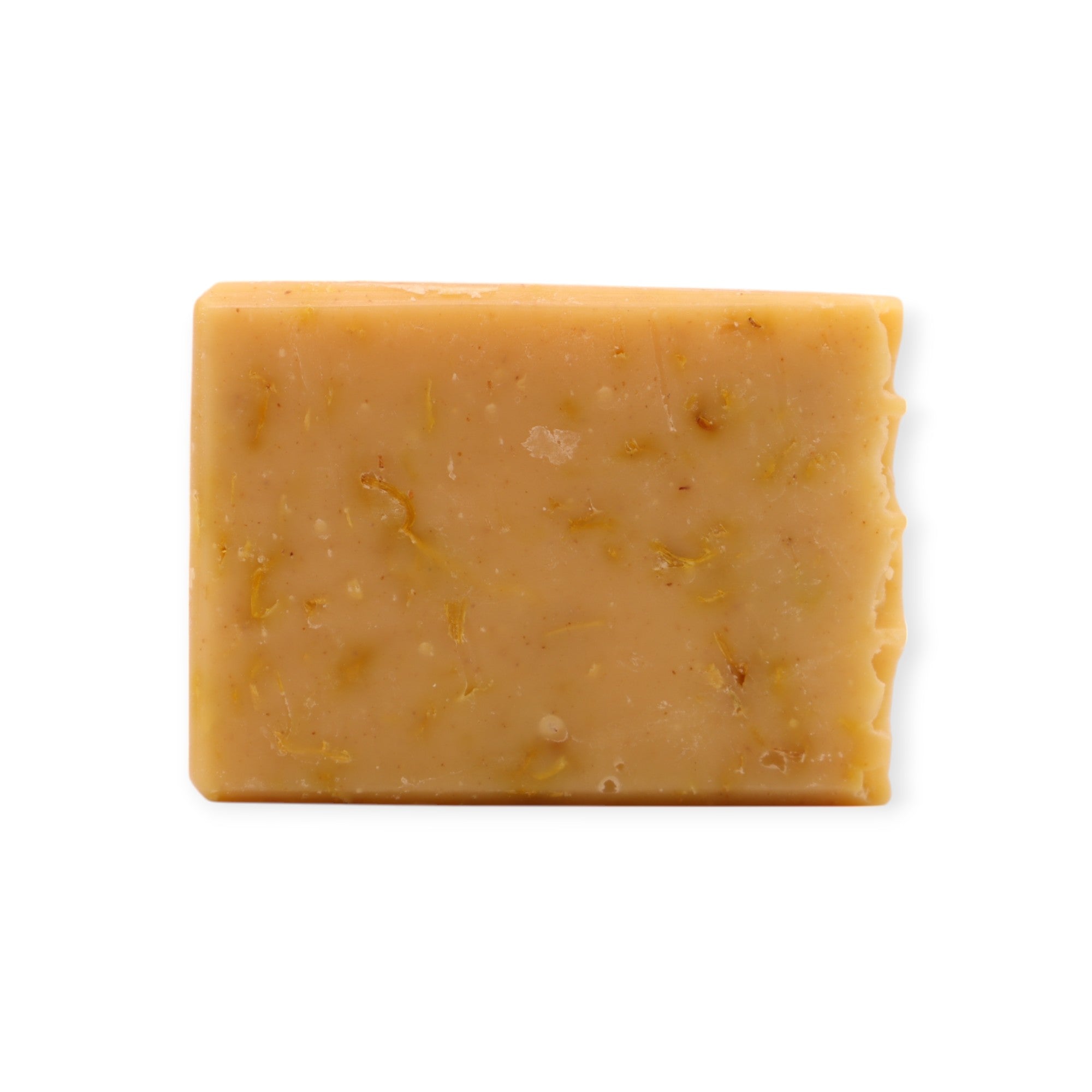 Handmade turmeric soap with lemongrass and orange essential oils, made with halal ingredients for daily cleansing and skincare