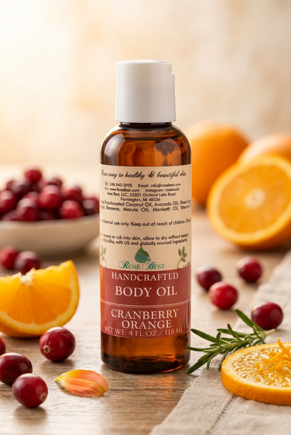Cranberry Orange Body Oil | Fall Collection |Handmade Halal | Rose Best